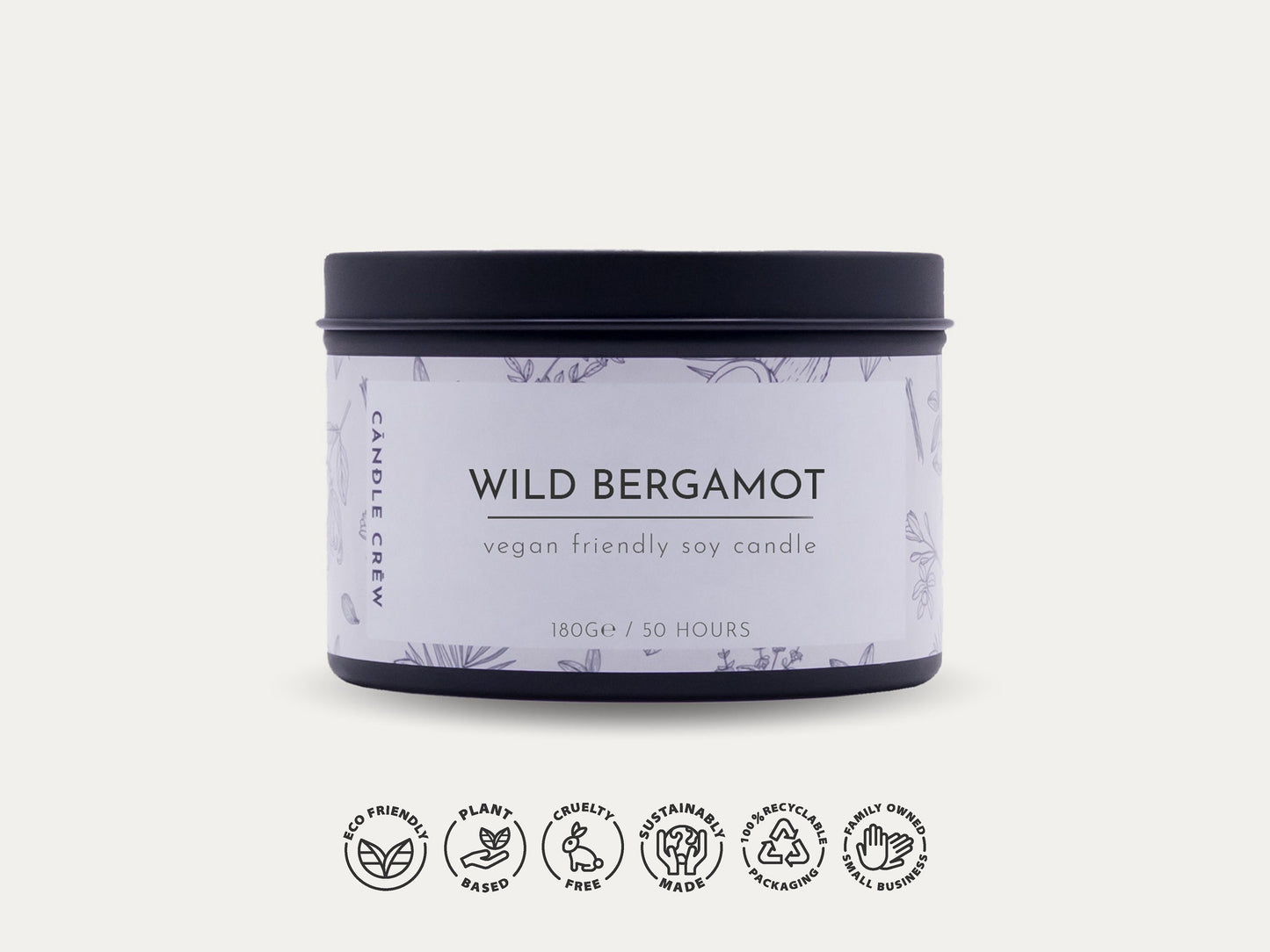 Wild Bergamot - Scented Soy Wax Tin Candle - Vegan & Eco Friendly Hand Poured Candles | Gift Aromatherapy | Fragranced | Handmade | Gifts