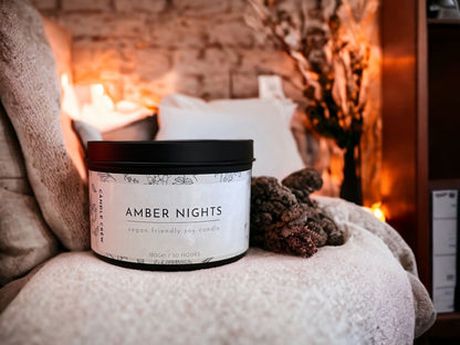 Amber Nights - Scented Soy / Coconut Wax Blend Candle - Vegan & Eco Friendly Hand Poured Candles...