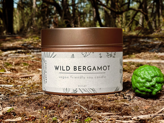 Wild Bergamot - Scented Soy Wax Tin Candle - Vegan & Eco Friendly Hand Poured Candles | Gift Aromatherapy | Fragranced | Handmade | Gifts