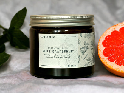 PURE Grapefruit - Essential Oil Soy / Coconut Wax Blend Candle - Vegan & Eco Friendly Hand Poured Aromatherapy Candles...