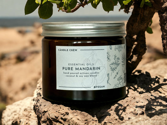 PURE Mandarin - Essential Oil Soy / Coconut Wax Blend Candle - Vegan & Eco Friendly Hand Poured Aromatherapy Candles...